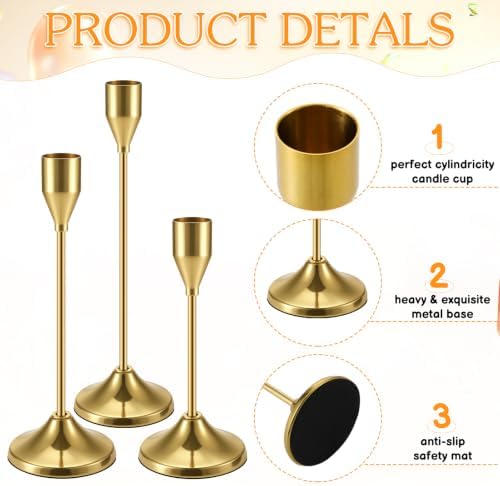 24PCS Brass Gold Candlestick Holders, Metal Taper Candle Holders - Image 2