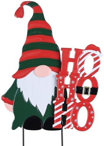 Christmas Outdoor Decorations, Metal Gnome Decorative Garden Stakes for Outdoor Christmas Yard, Xmas HOHOHO Yard Signs for Outside Garden Porch Lawn Pathway Decor by YEAHOME