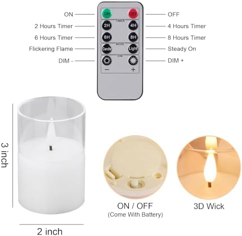 Glass Flameless Votive Candles with Remote, Battery Operated, 6Pack Clear - Image 6