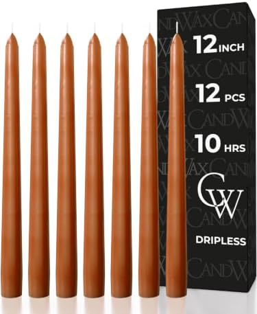 CANDWAX 12 Inch Taper Candles Terracotta Decor Candle Sticks 12 Pack by CANDWAX