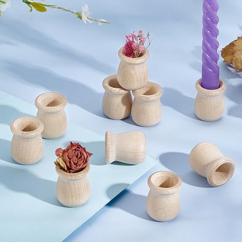 PH PandaHall 20pcs Candle Cups, Wood Candle Holders Unfinished Wooden Candle Cups Wood Dowel Caps Candlesticks Holders for Hand Painting Crafts Home Decor Fireplace Decor, 1 × 1.3 Inch - Image 4