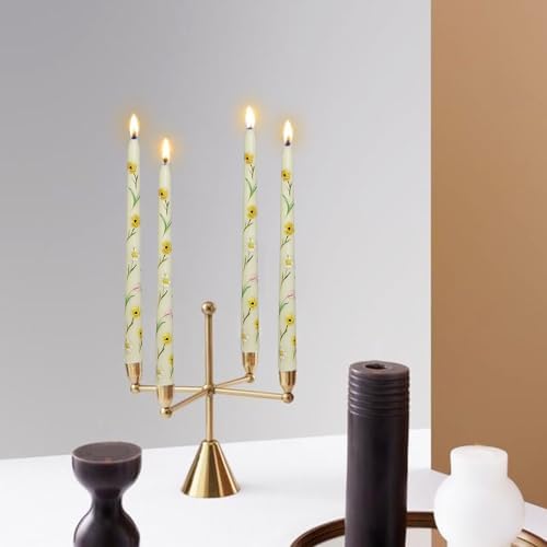 Print Taper Candles - 2PCS Ivory Mixed Flower Candle Long Candle Sticks Flower Tapered Candles for Coworkers Home Decoration Wedding Women(10 Inch) - Image 2