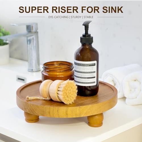 EOSAHR Wood Display Riser: Rustic Pedestal Stand for Bathroom Decor, Yellow - Image 6
