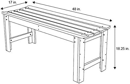 Shine Company Outdoor Wooden Backless Patio Garden Bench, 4 Ft, Eggshell White