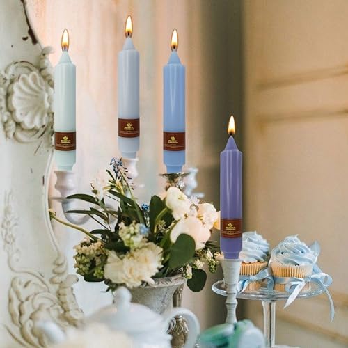 Smokeless Candlesticks Unscented Taper Candles Gradient Blue Dinner Candle 7 inch 4 PCS Candles Sticks for Home Holiday Wedding Party Decoration - Image 5