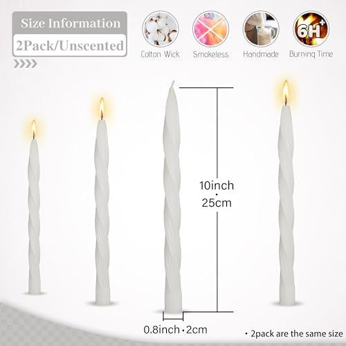 2 Pack YUKCAXDLS Pearl White Tall Taper Candle - 10 Inch Unscented Dripless Smokeless Candlesticks for Valentine's Day,Dinner,Party,Brithday,Wedding and Home Decoration. - Image 5