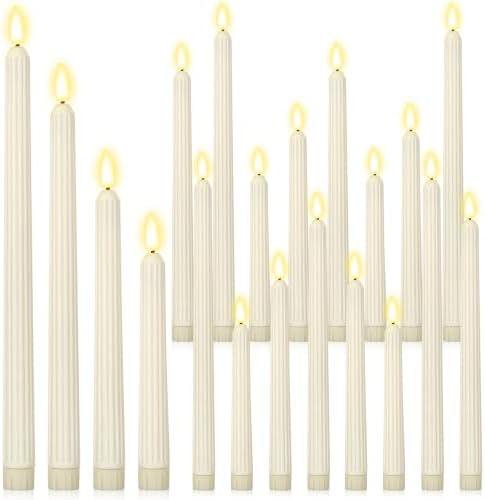 Rossesay 24 Pcs Flameless LED Taper Candles Battery Operated Candle Flameless Candlesticks Flickering for Christmas Church Wedding Indoor Decoration (Roman Column,8.5",9.65",10.8",12.8",Ivory White) by Rossesay