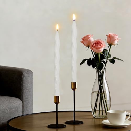 2 Pack YUKCAXDLS Pearl White Tall Taper Candle - 10 Inch Unscented Dripless Smokeless Candlesticks for Valentine's Day,Dinner,Party,Brithday,Wedding and Home Decoration. - Image 3