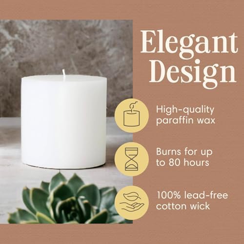 Mister Candle 4" x 4" White Pillar Candles Set of 2 – Unscented, Smokeless, Dripless Handmade Paraffin Wax Candles – Long 80 Hour Burn Time – Decorative Centerpiece & Home Decor Candle Set - Image 3