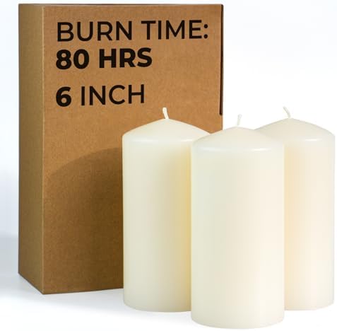 CANDWAX 3x6 Pillar Candles Set of 3 - Ivory Large Pillar Candles Long Burning Perfect for Any Occasion - Cylinder Candles Unscented Long Burning by CANDWAX