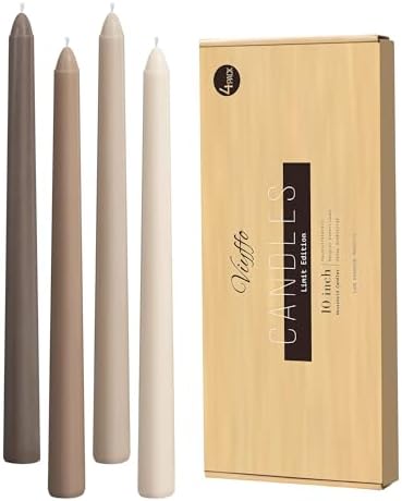 Viyffo Taper Candles 10 Inch Brown 4 Pack Unscented, Smokeless by Viyffo