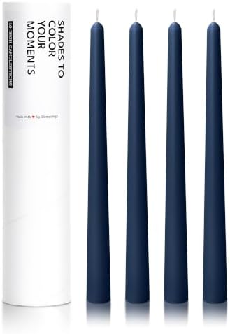 10" Classic Taper Candles, Navy Blue, 4-Pack, 7-8 Hours Long Burning, Unscented Tall Candlesticks by Unknown