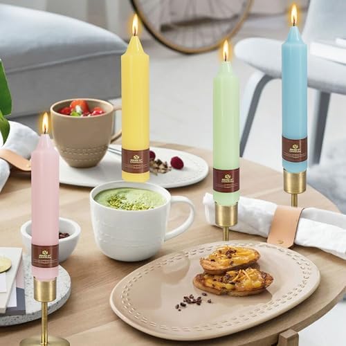 Pastel Short Taper Candle 7 Inch Candlesticks Unscented Dripless Tapered Candle Set for Home Decor Wedding Party Dinner Candles, 4 Pack - Image 2