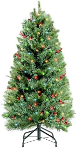 4FT Artificial Christmas Trees， Small Pre-Lit Artificial Christmas Tree by Unknown