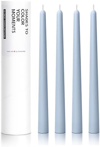 10" Classic Taper Candles, Dusty Blue, 4-Pack, 7-8 Hours Long Burning, Unscented Tall Candlesticks by Unknown
