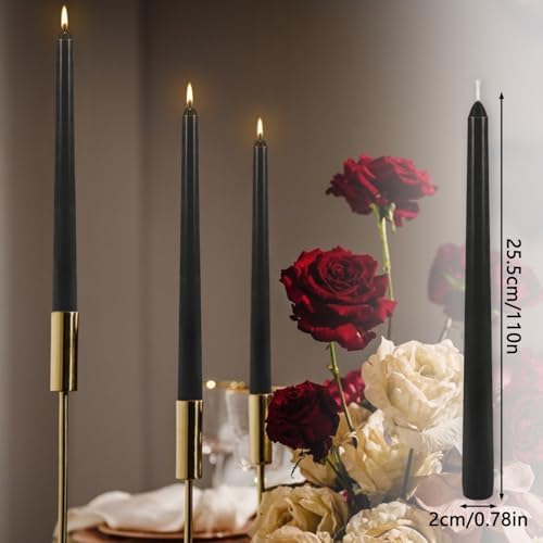 24Pack 10inch Black Taper Candle-Unscented and Smokeless-8hours Long Burning time,Dripless,Ideal for Halloween Taper Candles, Weddings, Dinner,Parties - Image 4