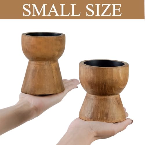 NIKKY HOME Farmhouse Wooden Pillar Candle Holders Set of 2, Mantel Decor - Image 5