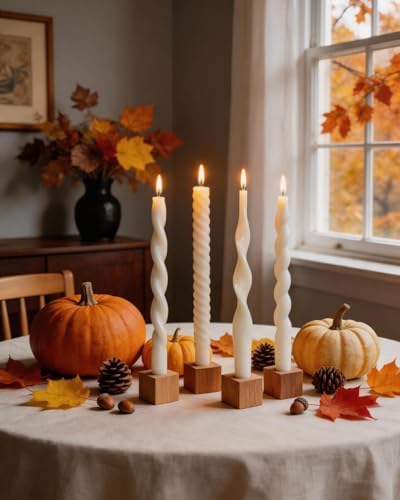 White Taper Candles Spiral Candlesticks Unscented Smokeless Tall Candles for Christmas Wedding Holiday Dinner Party Home Decorative candles-10inch,4pcs - Image 5