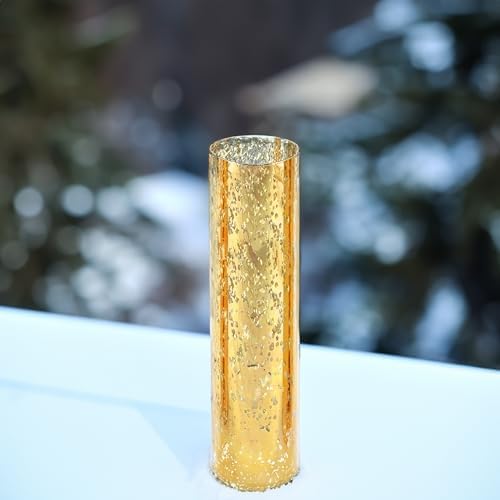 WGVI Hurricane Candle Holder Sleeve, W: 2.5", Ht: 10", Gold Speckled Glass Cylinder Open Both Ends, Chimney Tube Shade, 12 Piece - Image 3
