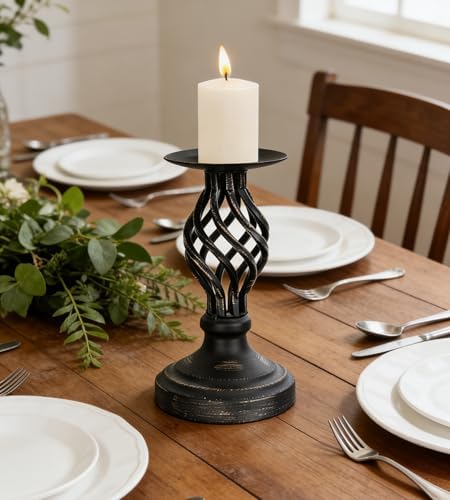 Vintage Metal Pillar Candle Holder for Table Decor - Image 5