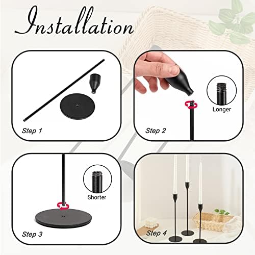6Pcs Matte Black Candlestick Holders, Tall Taper Candelabra Stands fits 3/4 inch Thick Pillar Candle Stick, Elegant Decor Set for Table Centerpiece, Floor, Fireplace as Date, Festival, Fitting. - Image 4