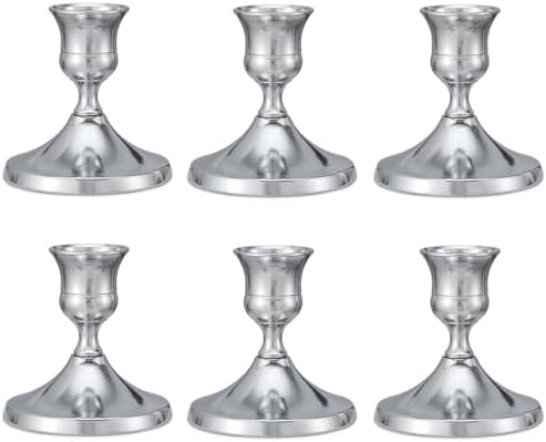 Candle Holders, 6 Pcs Silver Candlestick Holders Set, Silver by Gloserin
