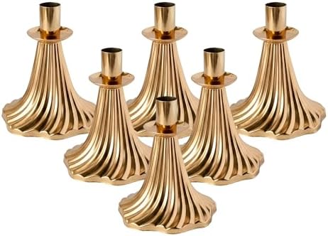 Taper Candle Holders Set of 6 - Victorian Style Gold Vintage Modern Decor, Table Mantel Centerpiece for Wedding Housewarming, Fits Standard Taper Candles by Unknown