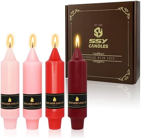 5 inch Short Taper Candle 4 Pack Handmade Gradual Red Candles Unscented Pastel Candlesticks for Holiday Wedding Dinner Party Seasonal Celebration Birthday Home Decoration by XINAOBAOLUO
