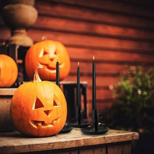 WPONSZU Set of 14 Black Taper Candles, 7-8 Hours Burn Time, Unscented, Smokeless and Dripless, 4/5 x 10 Inch Dinner Candle Set for Halloween,Household, Wedding, Party and Home Décor Candlesticks - Image 3