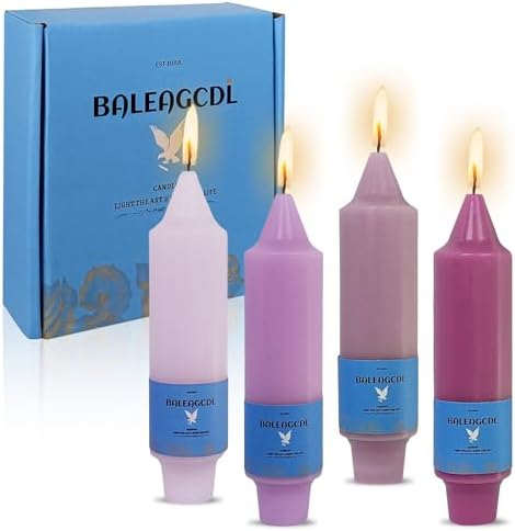 Smokeless Candlesticks Short Taper Candle,Unscented 5 Inches Gradient Pink Candle Sticks Dripless Tapered Candles for Home Décor Gifts by MANNYCOM