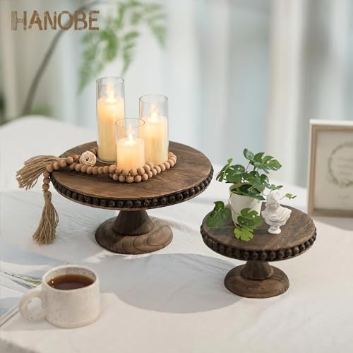 Hanobe Wooden Cake Pedestal Stand 12" Display Riser Plate for Home Decor - Image 3