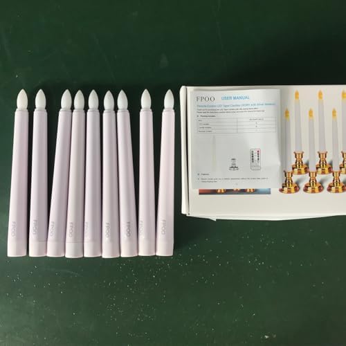 FPOO 7.9'' Battery Operated Windows Candles with Remote Timers, 6 pcs Flickering Flameless Christmas Taper Candles, Led Bright Warm Lights for Holiday Home Party Thanksgiving Décor by FPOO