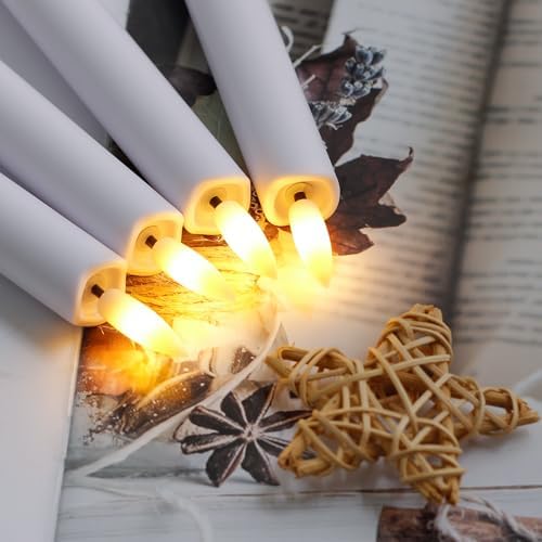 Yeelida Flameless Taper Candles with Two Remote Timer, 6.4" LED 3D-Wick Window Candles, Flickering Long-Lasting Electric Pack of 8 Flameless Candlesticks (0.78" Dia, White) - Image 2