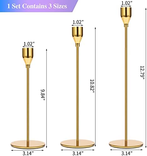 Set of 6 Gold Candlestick Holders Taper Candle Holders Candle Holders Decorative Candlestick Holder for Home Decor, Wedding, Dinning, Party, Anniversary (Bright Gold) - Image 6