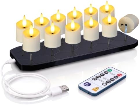 Homemory 12 Pack Rechargeable Tea Light Candles with Remote, 2/4/6/8H Timer by Homemory