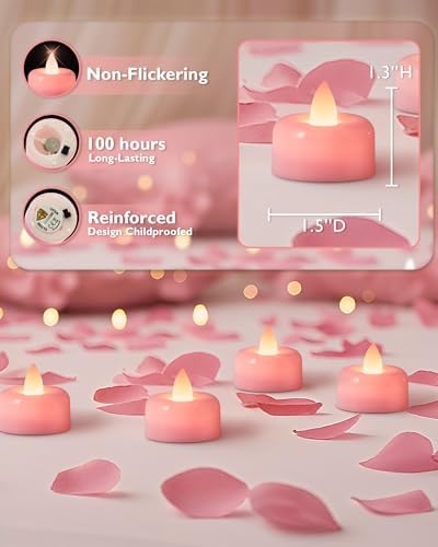 Amagic 12Pack Pink Flameless LED Tea Lights Candles Battery Operated - Image 2