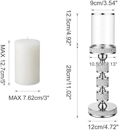 Hurricane Candle Holder, 15.9" Tall Metal Candle Stand, Glass Pillar Holder - Image 5