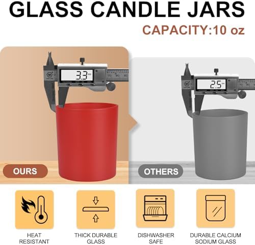 SHOWIN 10 OZ Thick Candle Jars for Making Candles 15 Pcs, Empty Jars with Wood Lids for Candle Making, Sample Container, Christmas - Image 4