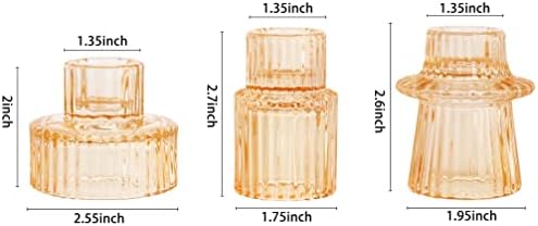 Vixdonos Glass Candlestick Holders Tealight Candle Holders for Table Centerpieces, Wedding Decor and Dinner Party (6 Pcs, Yellow) - Image 2