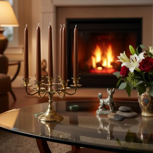 12 Pack Brown Taper Candles丨Taper Candles 10 Inch Dripless丨Unscented & Smokeless Candlesticks Bulk丨7-8 Hours Long Burning Tall Candles丨Ideal for Christmas Weddings Parties Dinner - Image 4