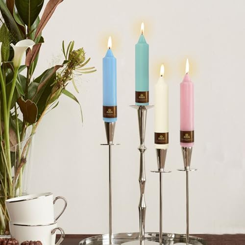 NJAO HOO Candy Colored Short Taper Candle 7 Inch Candlesticks Unscented Dripless Tapered Candle Set for Home Decor Wedding Party Dinner Candles, 4 Pack - Image 5