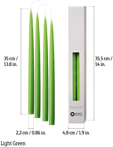 Kunstindustrien® Taper Candles – Set of 4, 13.8" – Made in Denmark, Long Burning Candles 15h, Unscented & Smokeless Candlesticks – Elegant Tall Candles for Weddings, Dinners & Home Decor (Light Green) - Image 3