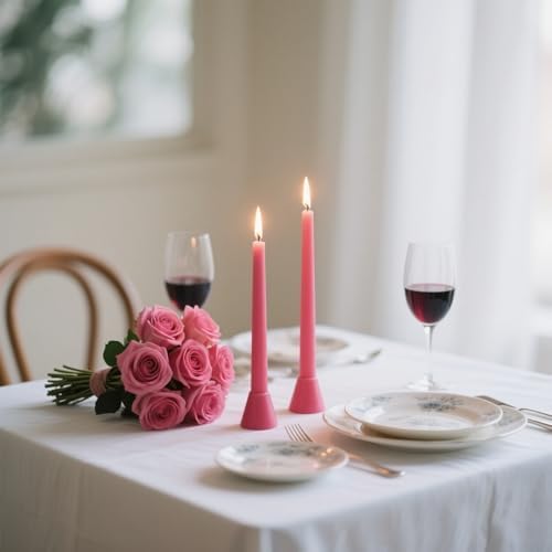 12-Pack Unscented Hot Pink Taper Candles, 10 Inch Dripless Smokeless Candlesticks, Long-Lasting Burn Time of 7-8 Hours, Perfect for Home Decor Wedding Dinner - Image 5