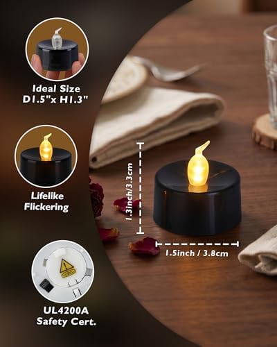 Homemory 50-Pack Black Flameless Battery Tealight Candles, 200+ Hours - Image 2