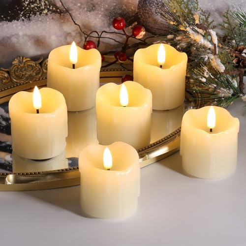 Eywamage Ivory Dripping Wax Flameless Votive Candles with Timer Batteries - Image 5
