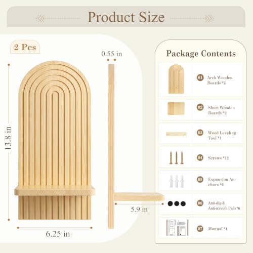 VIS'V Wall Mount Candle Sconces, Wooden Candle Holder Decor, Natural, 2 Pcs - Image 5
