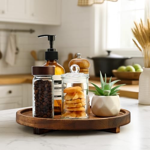 12“ Large Round Wooden Tray for Bathroom Counter Kitchen Decor Lazy Susan - Image 5