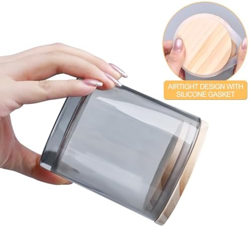 SHOWIN 10 OZ Thick Candle Jars for Making Candles 15 Pcs, Empty Jars with Wood Lids for Candle Making, Sample Container, Grey - Image 3