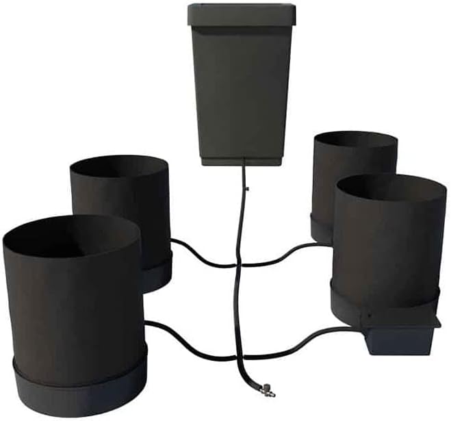AutoPot 4 Pot GeoPot System with 3 Gallon Fabric Pots - Self-Watering, Gravity-Fed Hydroponic Systems (4Pot with 12.4 gal Tank) Indoor, Black