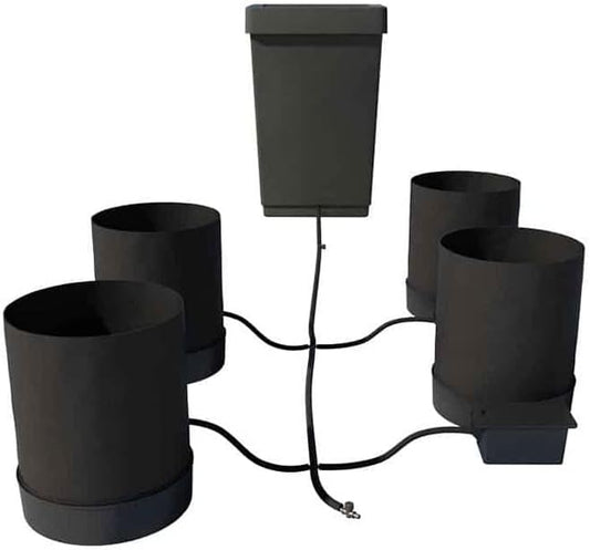 AutoPot 4 Pot GeoPot System 5 Gallon Fabric Pots - Self-Watering, Gravity-Fed Hydroponic System (4Pot with 12.4 gal Tank) Indoor, Black